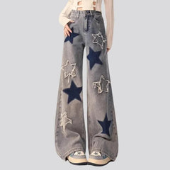 Baggy embroidered jeans for women