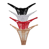 3PCS Transparent Lace Thongs