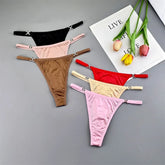 3Pcs French Style Gloss Satin Women's Thong