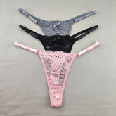 3Pcs Women's Lace Hollow Out Thongs