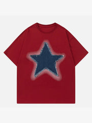 Embroidery Denim Star Tee
