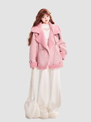 White Knitted Drawstring Straight Drape Pants