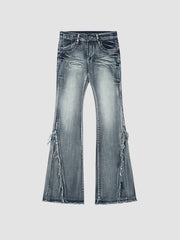 Retro Washed Flared Slim Fit Jeans