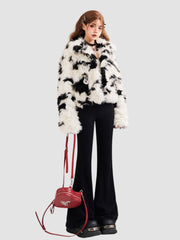 Black & White Plush Fur Coat