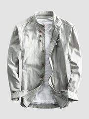Japanese Linen Stand Collar Shirt