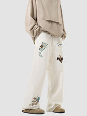 Embroidered American Straight Leg Loose Pants