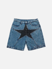 Star Patchwork Denim Shorts