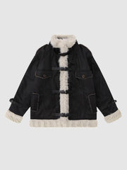Retro One-Piece Wool Winter Fur Lamp Coat