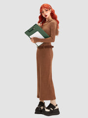 Knitted Hooded Long Sleeve Dress