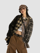 Spliced Retro Thin Women Shirt Jacket