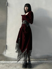 Red Velvet Gothic Style Dress