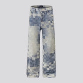 3d checkerboard style wide fit men's jeans
