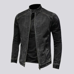 Biker black jeans jacket for men