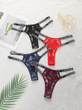 4 pieces of multi colored mother belt hollow out sexy lace low waisted Thong
