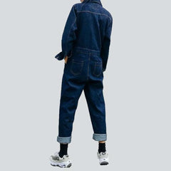 Loose fit women's jean jumpsuit