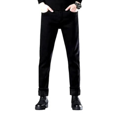 Casual rolled cuffs monochrome men's jeans