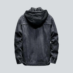 Hooded street jean jacket for men