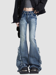 Retro Washed Flared Slim Fit Jeans