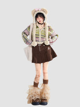 Retro Striped Stand Collar Cardigan Jacket