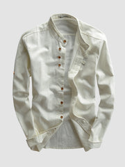 Japanese Linen Stand Collar Shirt