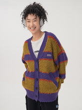 Vintage Loose Knit Brushed Striped Cardigan