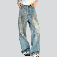 Whiskered painted jeans for ladies