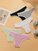 5-piece set of multi colored women's sexy embroidered lace Underwear
