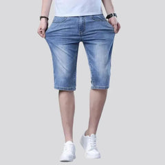 High-waist thin denim shorts for men
