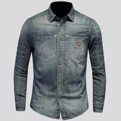 Vintage medium length men's denim shirt