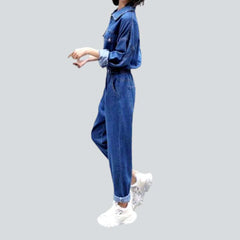 Stretchable women's denim jumpsuit
