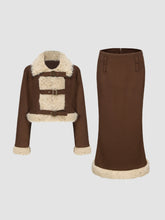 Slim Fit Short Jacket Hip Skirt Woolen Suit