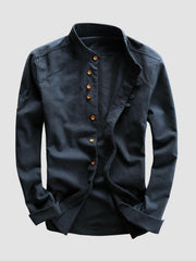 Japanese Linen Stand Collar Shirt