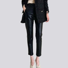 Cigarette wax women's denim pants