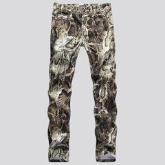 Men's snake-skin-print jeans