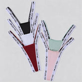 5pcs/Pack Low Rise Solid Letter Decor Sexy Women G-string Style Elegant Lady Thongs