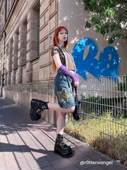 Star Tassel Patch Gradient Denim Shorts