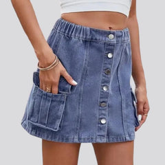 Mini light-wash jean skirt for women