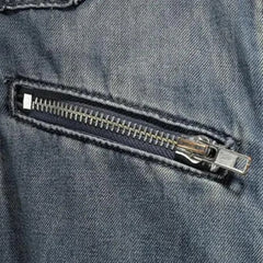 Mixed-fabrics moto men's denim shirt