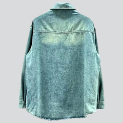 Rhinestones vintage denim shirt for women