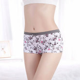 6Pcs Printed Flowers Cotton Boyshorts Women Underwear