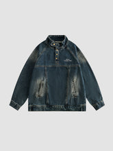 Retro Half Turtle Collar Denim Jacket