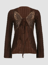 Retro Vintage Butterfly Pleated Cardigan
