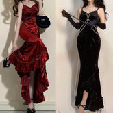 Elegant V-neck Fishtail Slip Dress