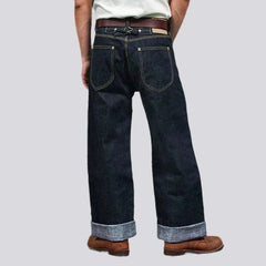 Back cinch self-edge jeans for men