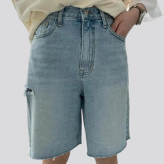 Raw-hem fashion denim shorts for ladies