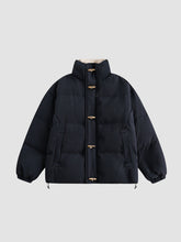 Retro Stand Collar Horn Button Jacket