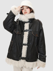 Retro One-Piece Wool Winter Fur Lamp Coat