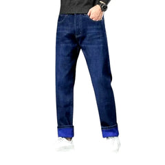 Elastic straight fit dark men's jeans