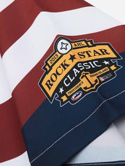 American Style Color Block Print Lapel Shirt