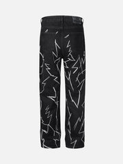 We Love Stret Lightning Embroidered Straight Leg Jeans